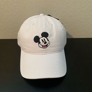 White Cap with Mickey Mouse Embroidery